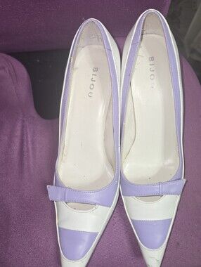 Bijou Lavender / White Stripe Leather Pumps 9